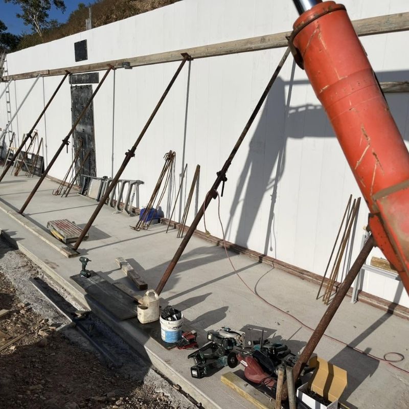 Rise Wall twin-skin PVC panels being filled with concrete on a build